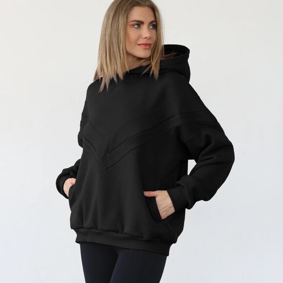 Sweat and Milk Isabella Oversized Nursing Pregnancy Hoodie Black Noir XS Small - Picture 1 of 16